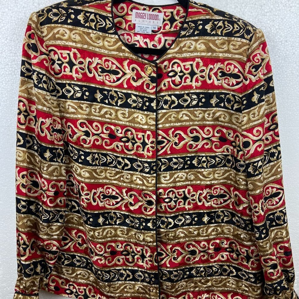 Maggy London Vintage Silk Blouse Sz 14